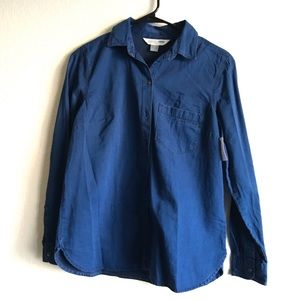 Faux denim button down